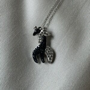 Black and Silver Giraffe Pendant Necklace